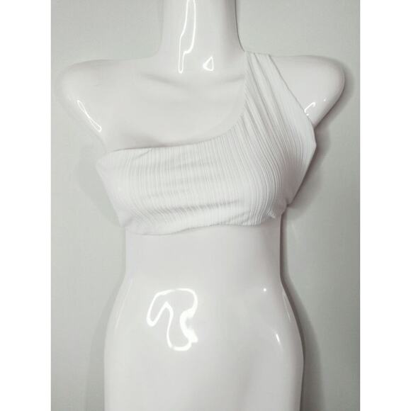 Onia Demi One-Shoulder Bikini Top White Ribbed Strappy Beach Coastal Estimated S - Picture 3 of 11